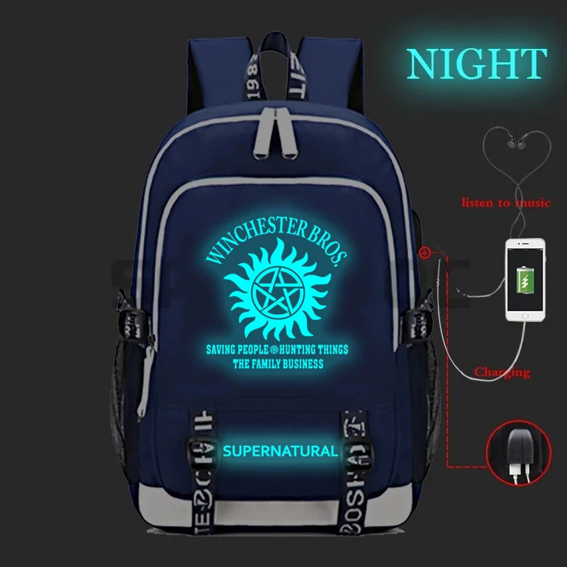 Classic Movie Supernatural Luminous Backpack Teenager Large Capacity Travel Rucksack Men Laotop School Bags Outdoor Knapsack