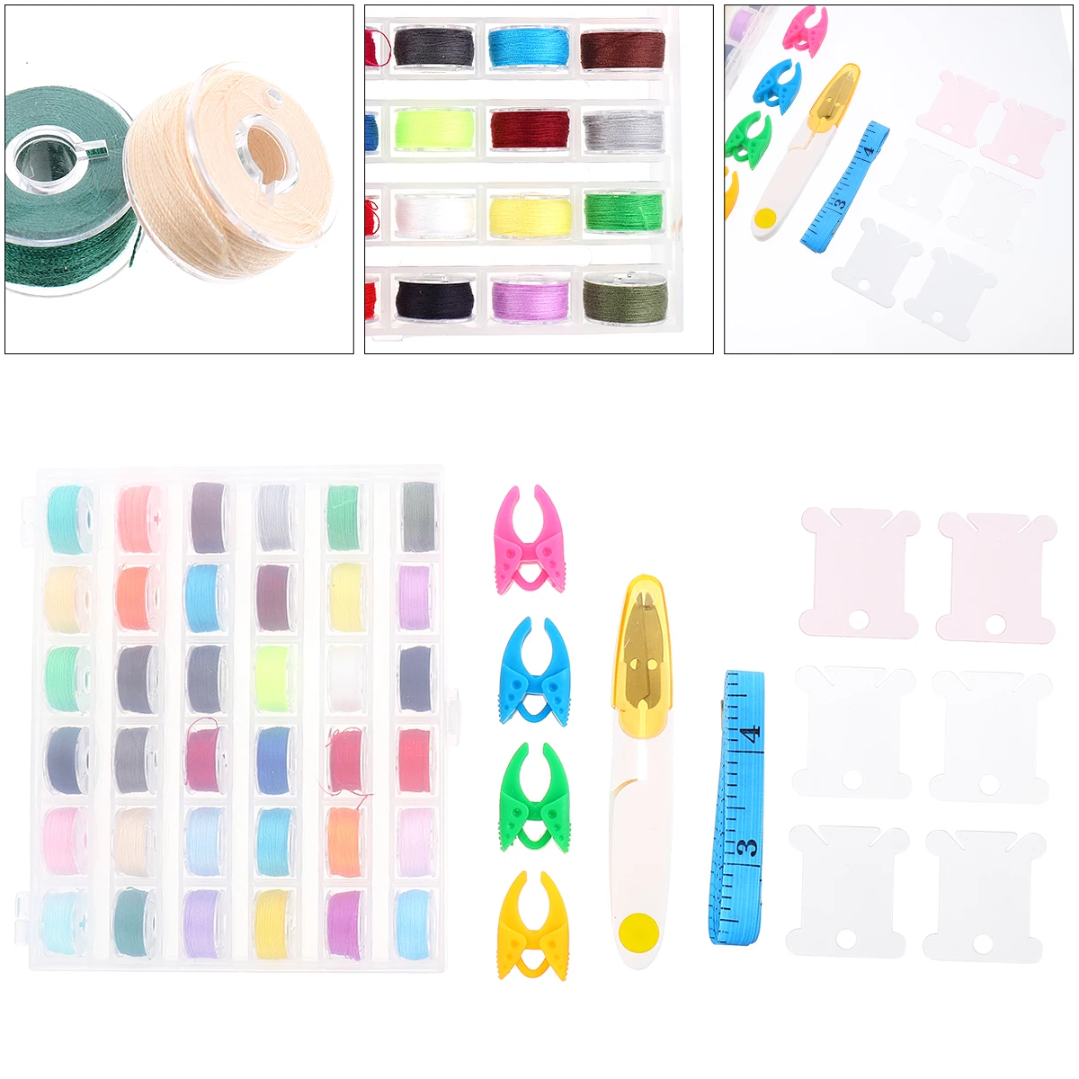 

Kits Sewing Accessories Set Bobbins and Threads Case to Weave Embroidery Travel