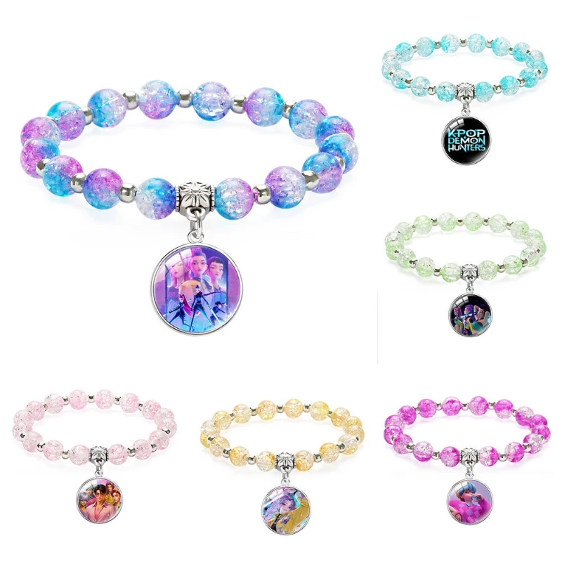

K-POP: Demon Hunters, Beaded Pendant Bracelet, Ice Cracked Gemstone Bracelet