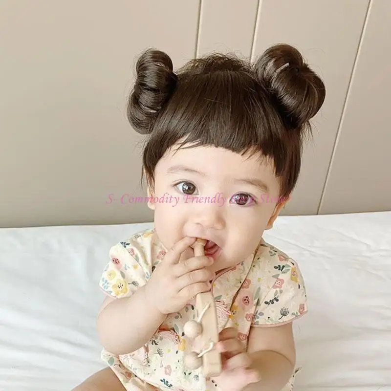 

85AE Bun Headbands Infants Bangs Chignons Hairpiece 1-4T Girls Boy Headwear Lovely Buns Hairband Decors