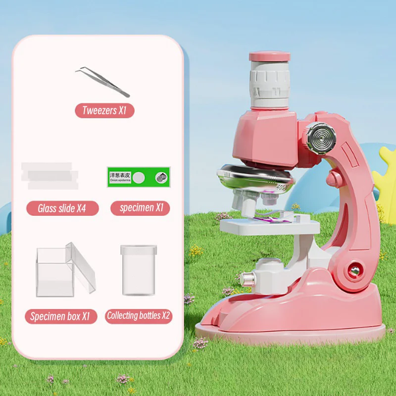 Muslimum Microscope Kit laboratorio Home School Science Education Toys regali biologici raffinati per bambini