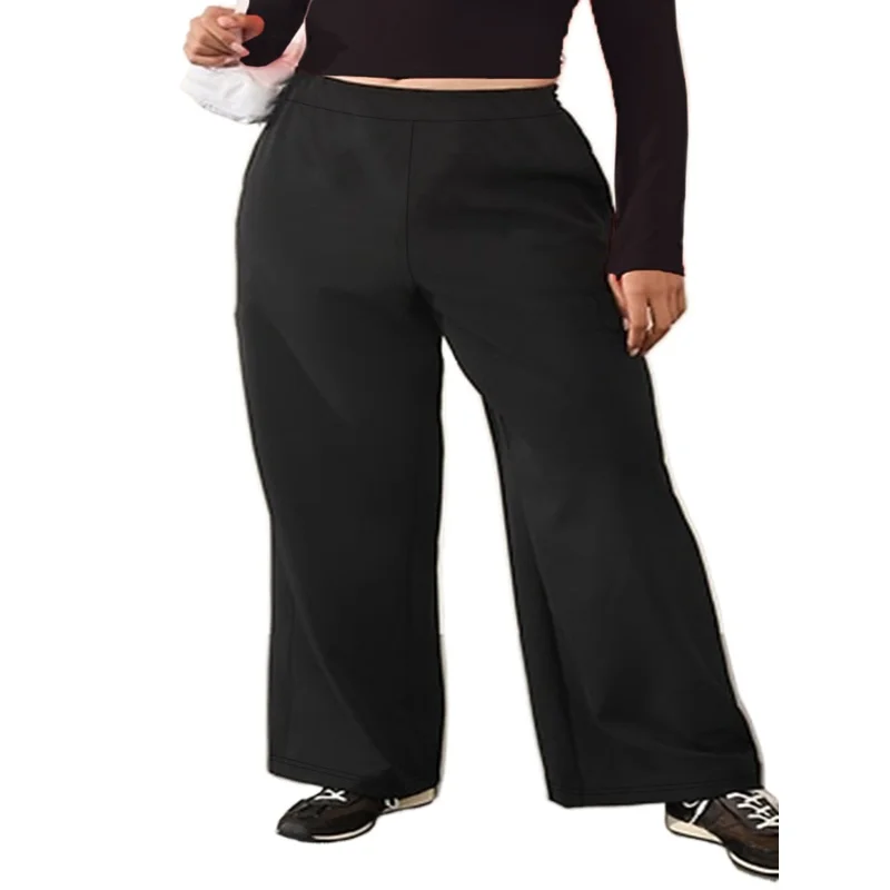 

2026 Women's Plus Size Loose Wide Leg Pants Elastic Waist