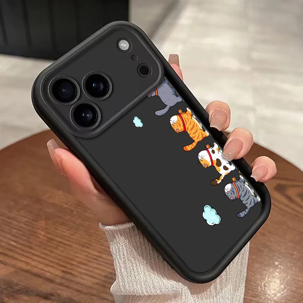 Katzen in Reihe Gurt-Seil-Handyhülle für iPhone 11 12 13 14 15 16 17 Pro Max 15 14 13 Plus 17E XR Stoßfeste Matte Silikonhülle – Detail 6