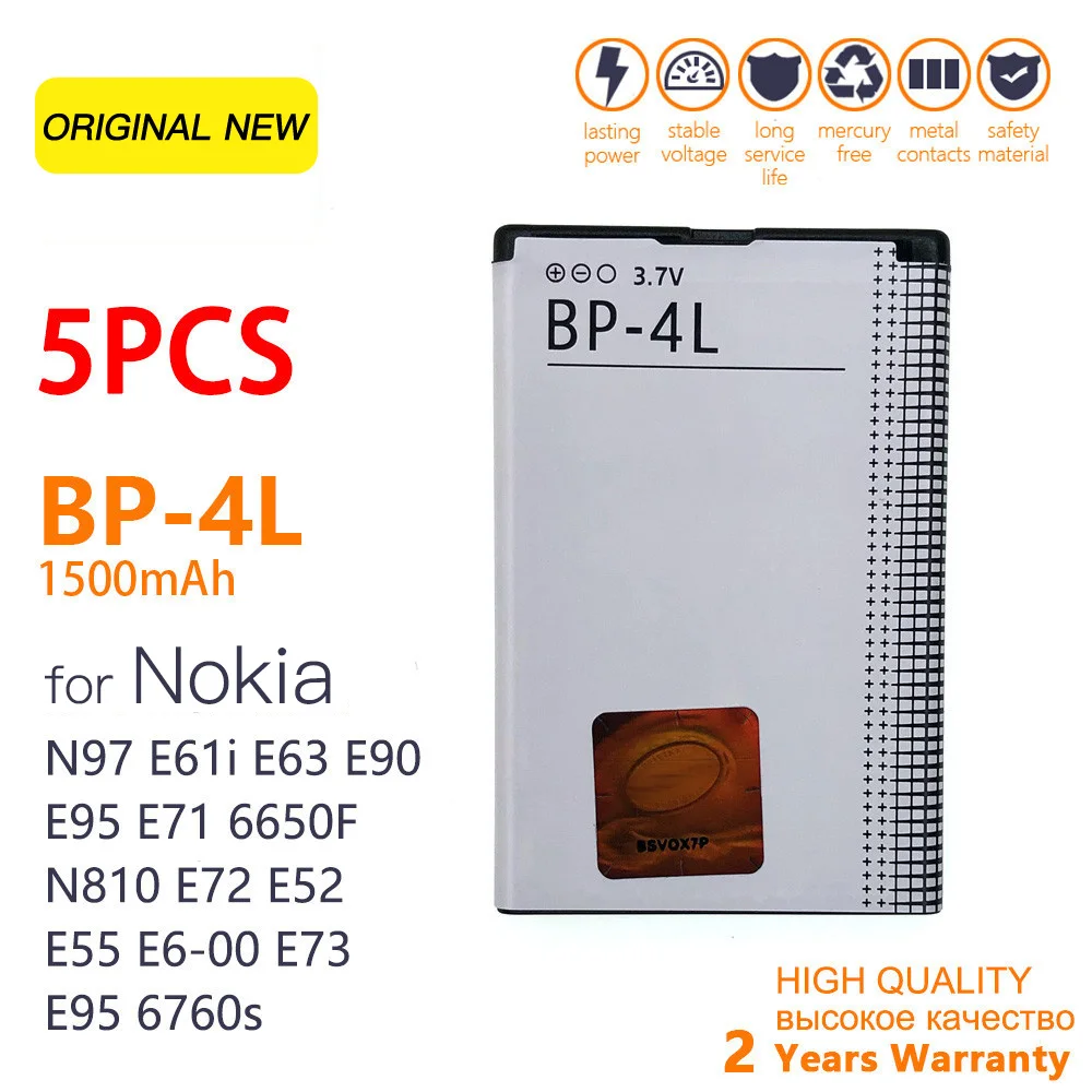 100% Genuine 1500mAh BP-4L BP4L BP 4L Li-ion Lithium Rechargeable Phone Battery for Nokia E61i E63 E90 N810 E72 E52 E71 6650F