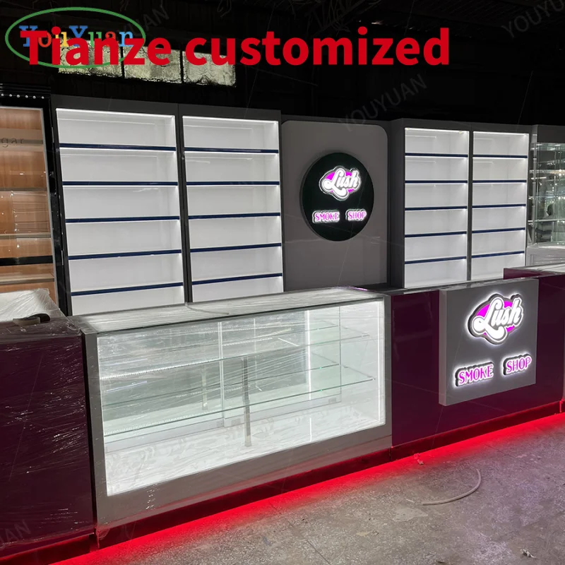 (customized)Front locking glass standing showcase cigar store display showcase smoke shop display rack tobac