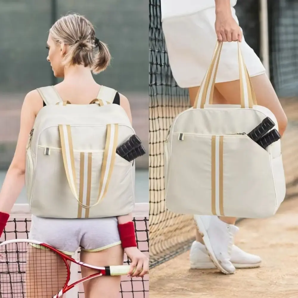 Nylon Pickleball Paddle Shoulder Bag with Shoes Compartment Waterproof Pickleball Crossbody Bag Breathable Large Capacity