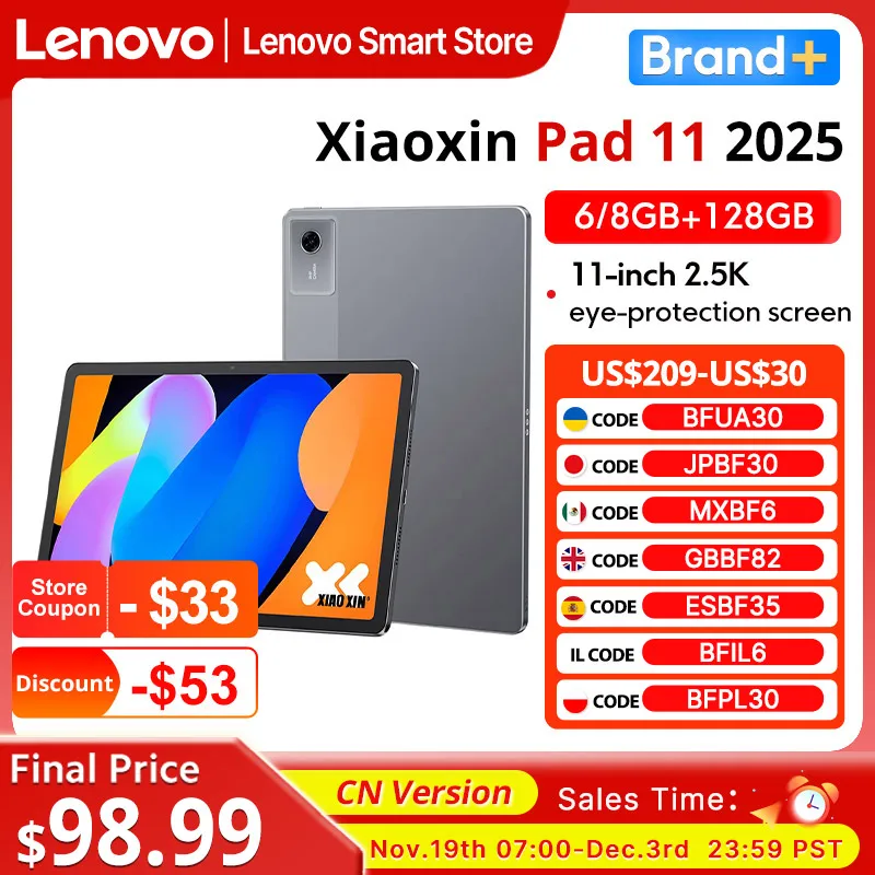 Original Lenovo Xiaoxin Pad 11 2025 Tablet MediaTek Dimensity CN Version 6300 11" 2.5K Screen 7040mAh WIFI Android Tab PC Pad