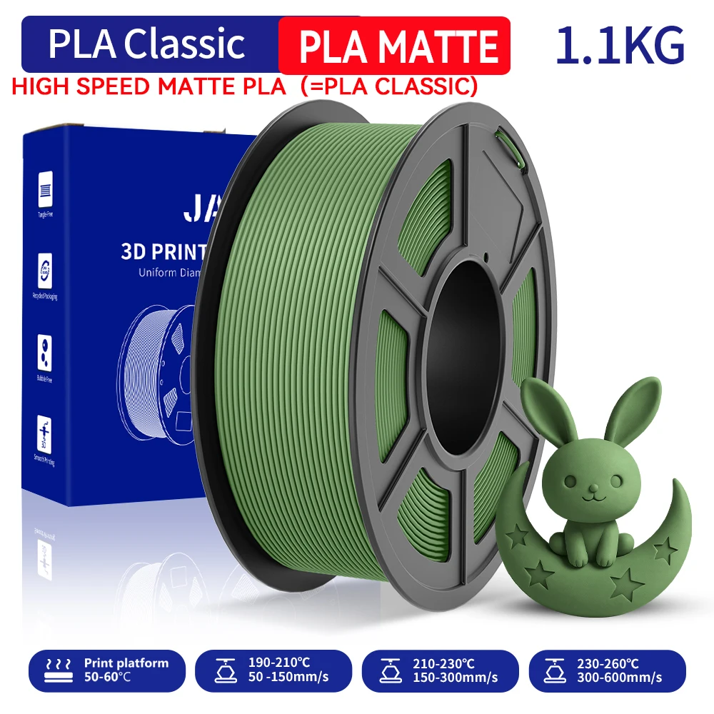 Filament JAYO 3D High Speed Matte PLA (zamiennik PLA Classic) 1.75mm, zakres druku 300-600mm/s, szybki filament PLA o wysokim przepływie do drukarek 3D. — zdjęcie produktu 2