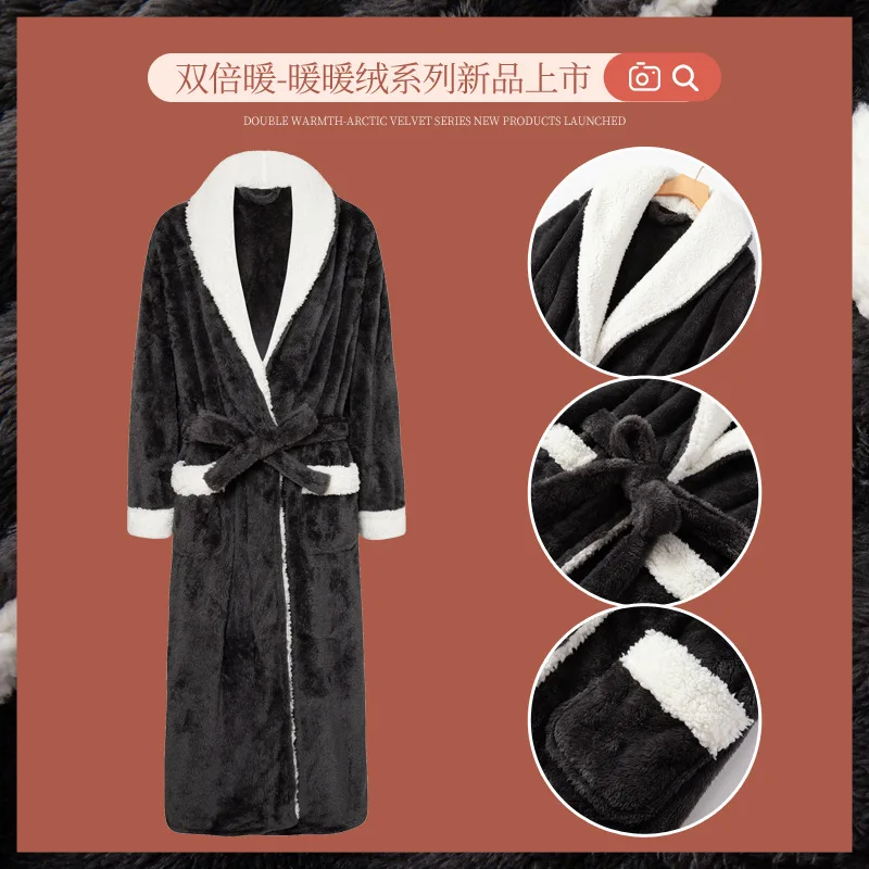 

Осень-зима жаккардовый коралловый бархат утолщенный теплый бархат мужская женская одежда для сна утолщенный халат парная одежда для сна