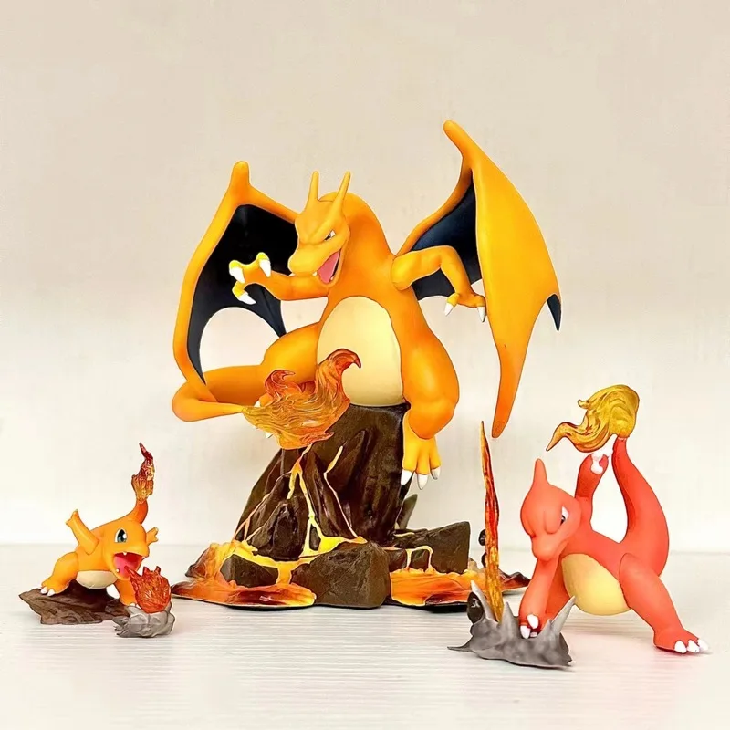 3Pcs/set Pokemon Charizard Charmander charmeleon figures doll model Ornaments home decorations children's toys Christm