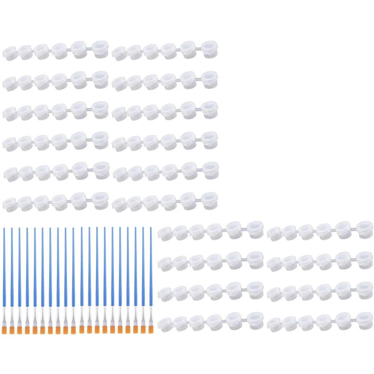 ミニ透明収納容器付きの空のペイントポット、ペイントブラシ、絵画工芸品、20ストリップ、120ポット