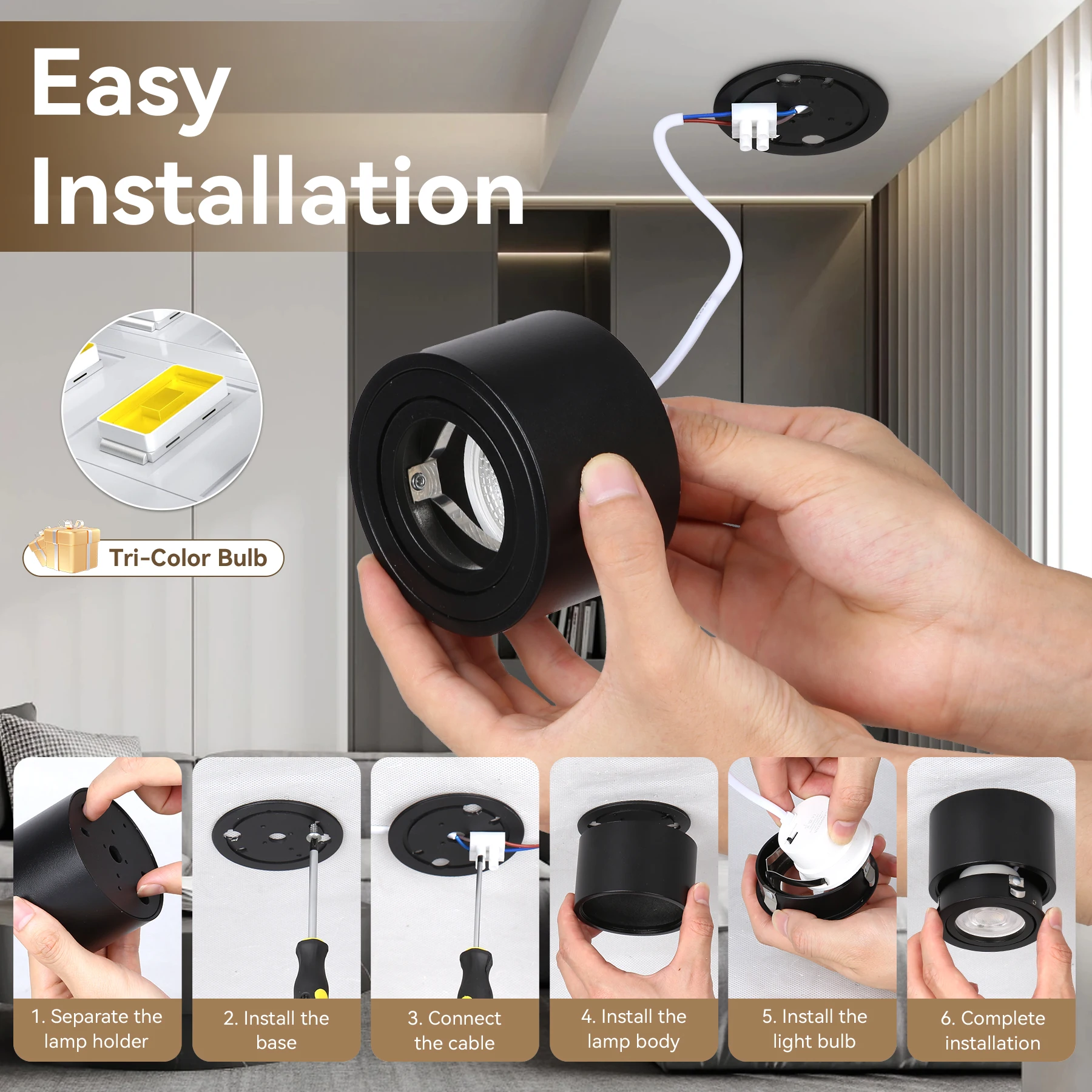 قابل للتعديل زاوية بقعة ضوء النازل 7 واط LED ضوء السقف 3 تغيير لون ضوء السقف AC85 ~ 265 فولت سطح شنت أضواء داخلية