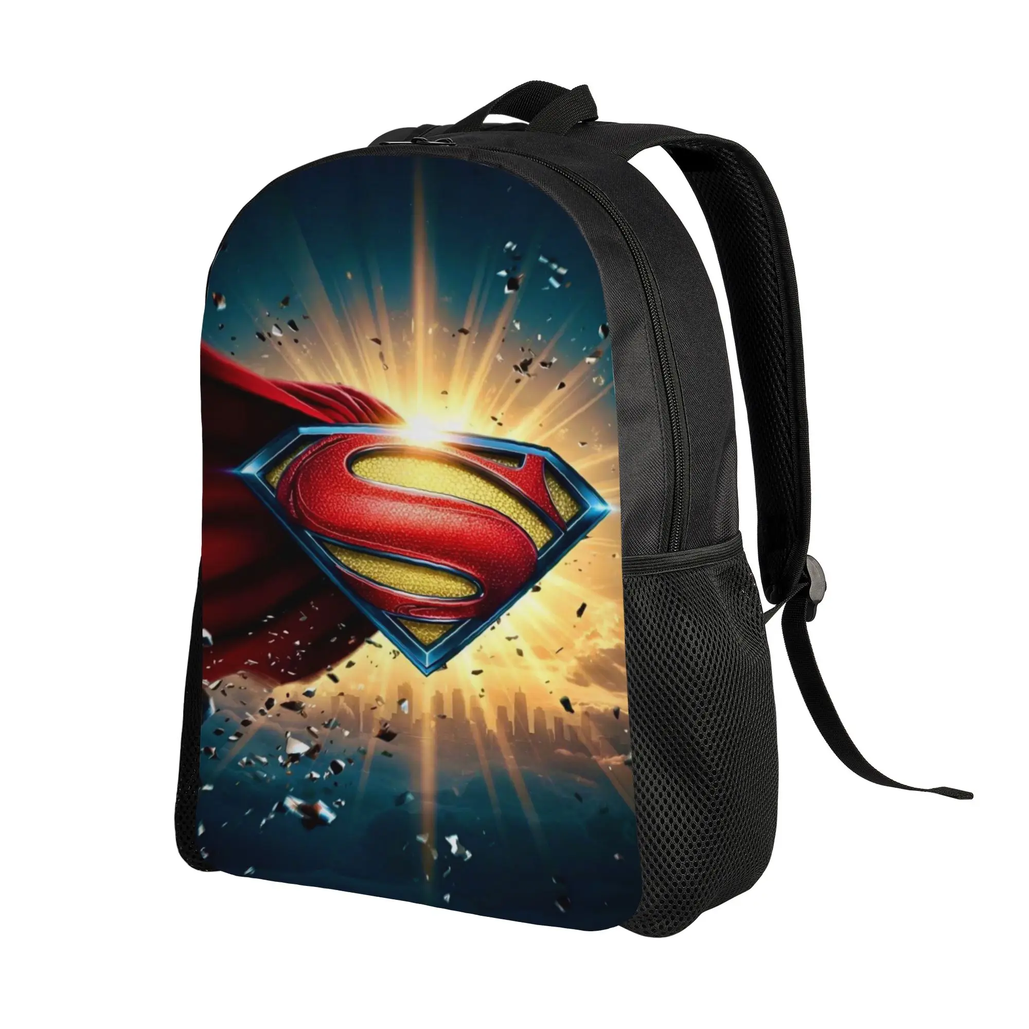 Schoolbag Back to school season Explosion Light Glowing Superman Emblem  Personalised Backpack