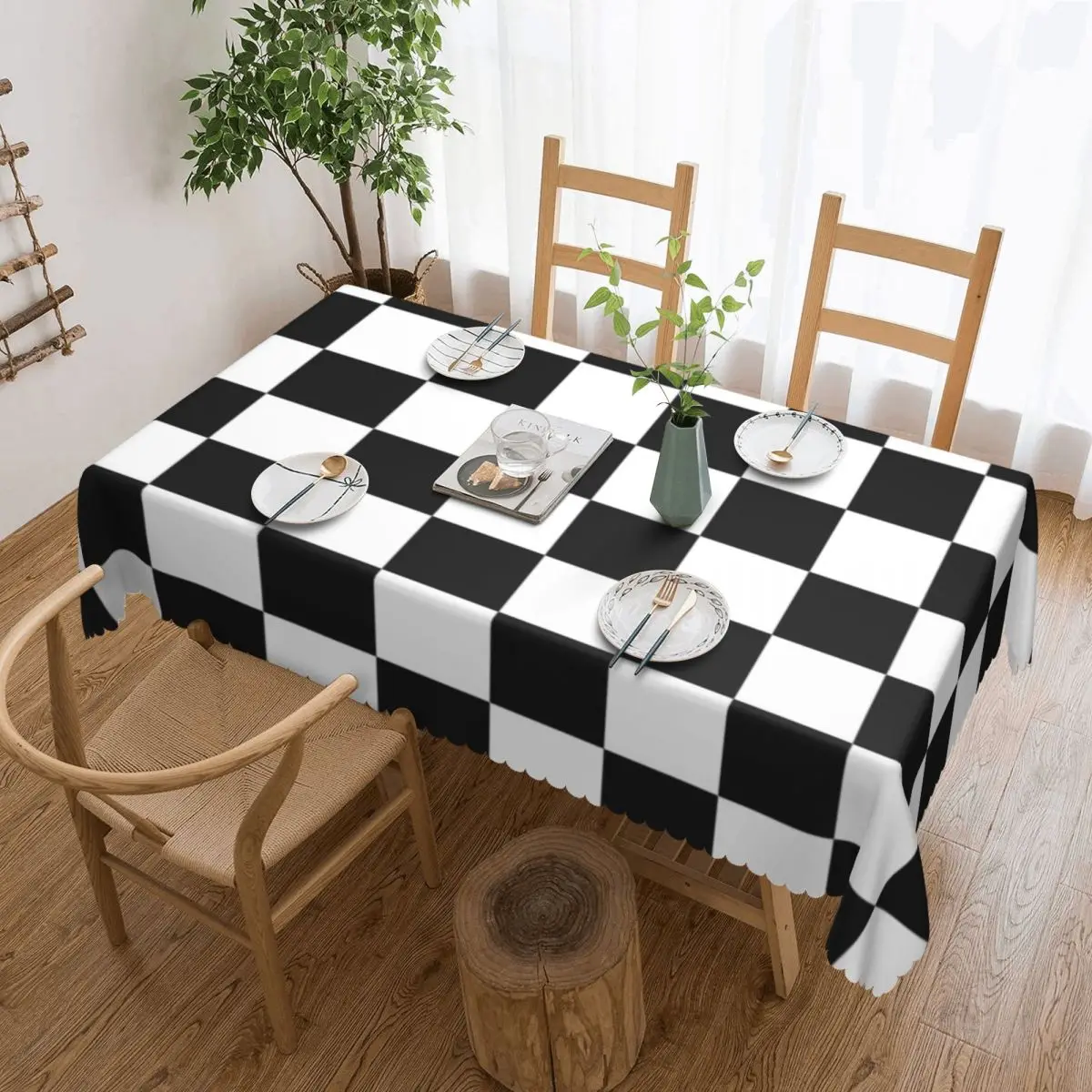 

Rectangular Tablecloth Tablecloth Fit 40"-44" Table Cloth Geometric Tartan Table Covers