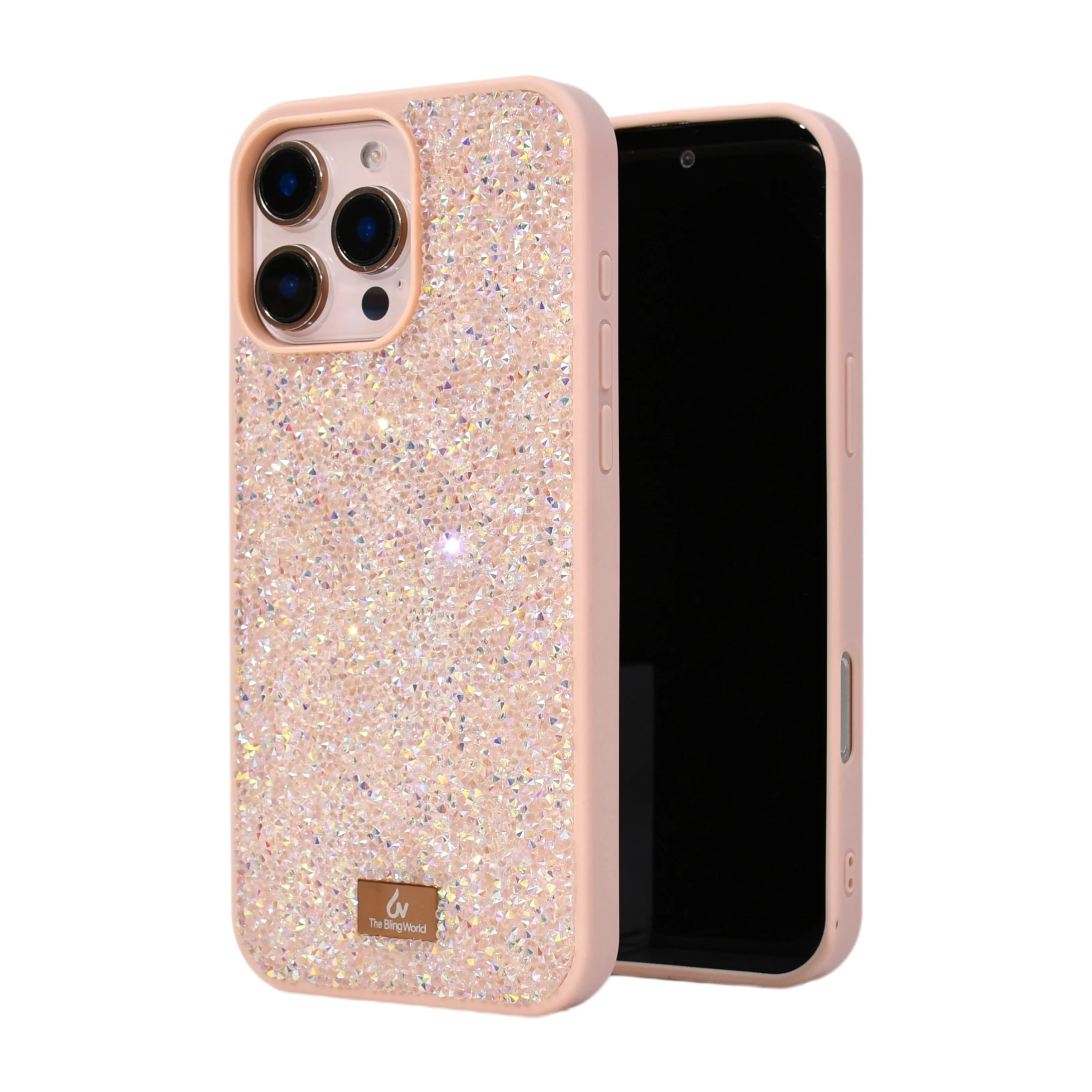 Casing Ponsel Mewah Kristal Rhinestone Glitter Berlian Warna Pink Untuk Iphone 17 16 15 14 13 Pro Max Anti Benturan Desain Batu Permata Lucu Untuk Wanita