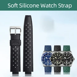 22mm 20mm Soft Silicone Watch Strap for Tudor Pelagos m25500 25600 Waterproof Rubber Watch Band Men's watch accessories