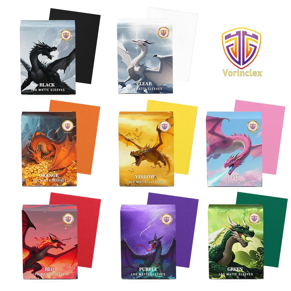 100 Fundas Protectoras para Cartas de Juego de Mesa, Tamaño Estándar 66x91mm, Marca Dragon Shield Vorinclex, Acabado Mate, para MTG/PKM/YGO/TCG, 100 Unidades por Caja