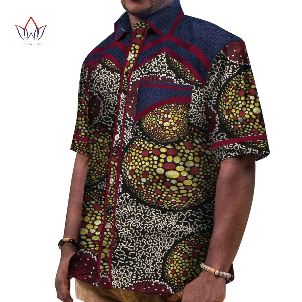 Ropa africana de primavera para hombre, camisa de manga corta Dashiki para hombre, camisas informales ajustadas, ropa de marca 6XL WYN436