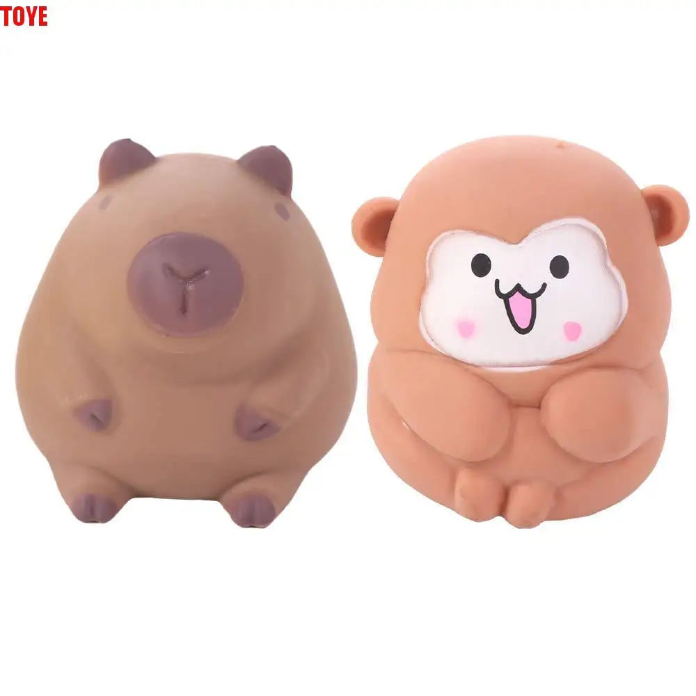 Juguete para apretar de capibara TPR, Bola para apretar con forma de capibara elástica para amasar, mono de rebote lento de dibujos animados, juguetes para agitar, bromas prácticas