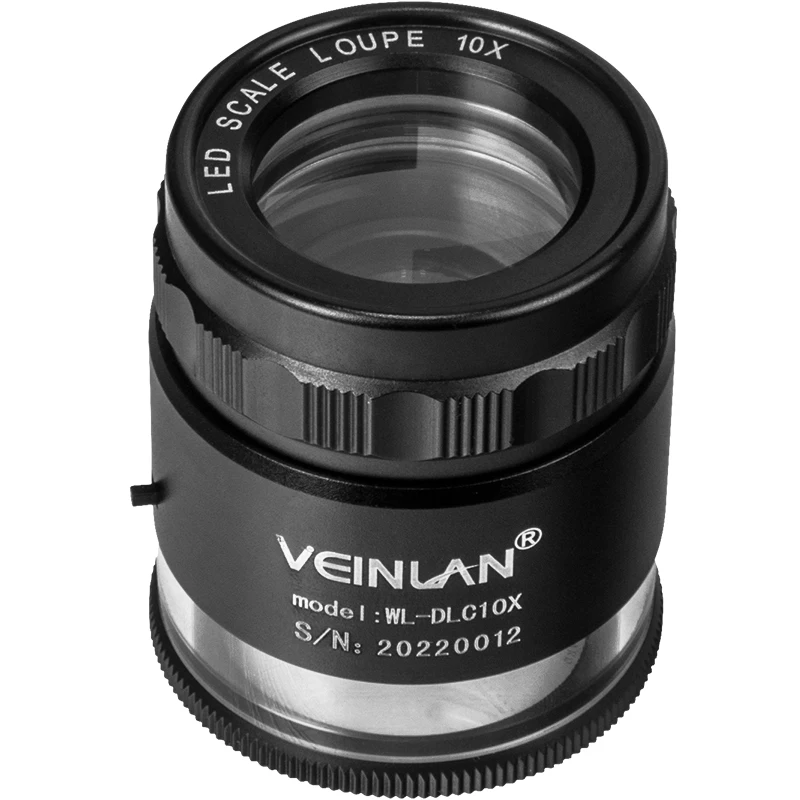 عدسة مكبرة أسطوانية 10X، عدسة مكبرة للمجوهرات مع ضوء LED، عدسة مكبرة مع لوحة مقياس زاوية قابلة للتعديل #6