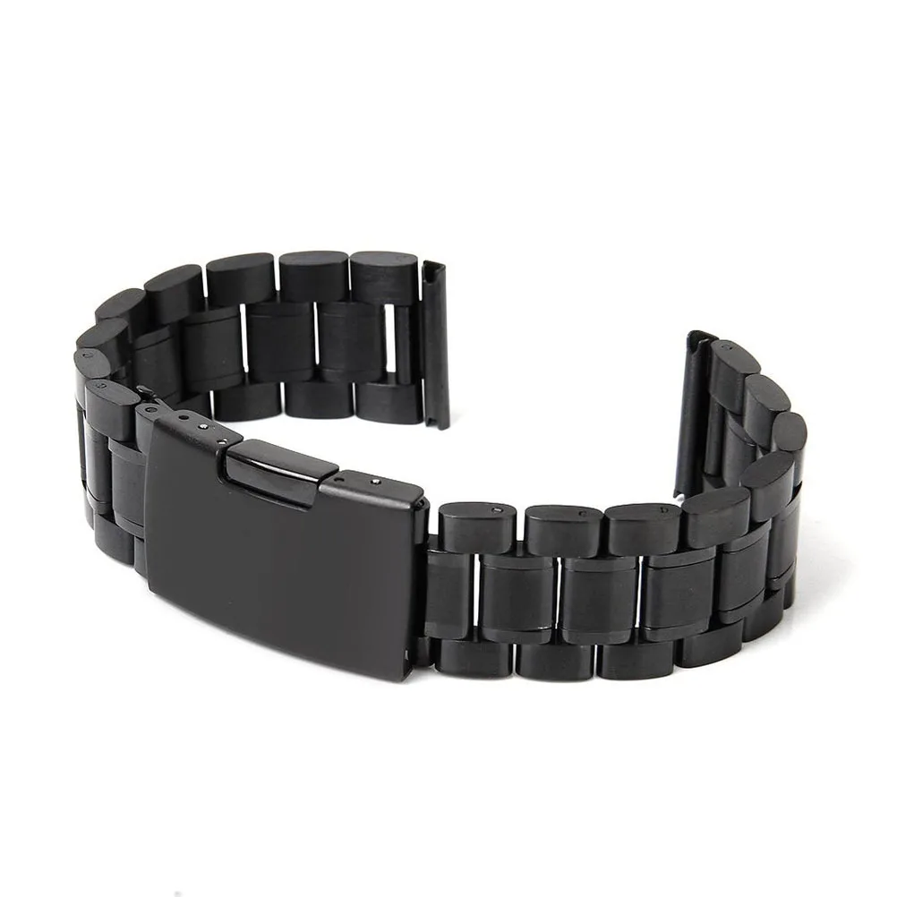 

2pcs Stainless Steel Watch Band 22Mm Black Solid Links Straight End Foldover Clasp Replacement Strap For Men Women 22Mm Width At