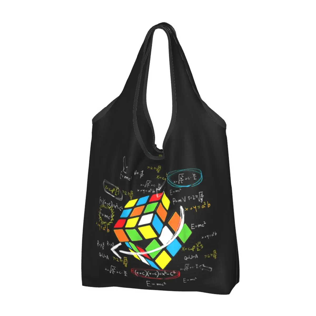 Custom Math Rubik Rubix Cube Caps Groceries Tote Shopping Bag Women Funny Shoulder Shopper Bags Big Capacity Handbags