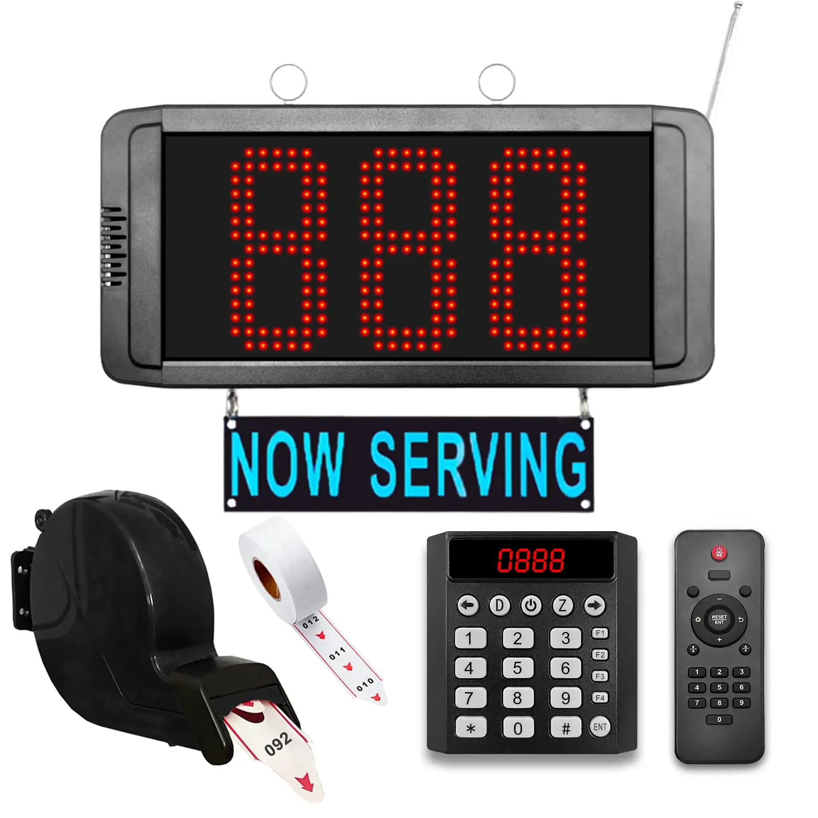 Long Range Wireless Queue Management System 3-Digit LED Display Ticket Dispenser for Bank Hospital Restaurant