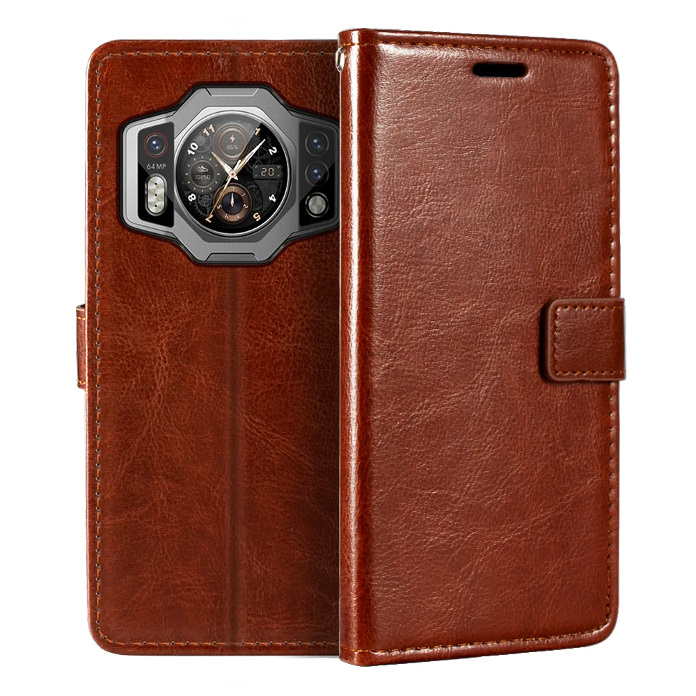 Pokrowiec na portfel Oukitel WP21 Premium PU skórzany futerał z magnetyczną klapką z uchwytem na kartę i podstawką do Oukitel WP21
