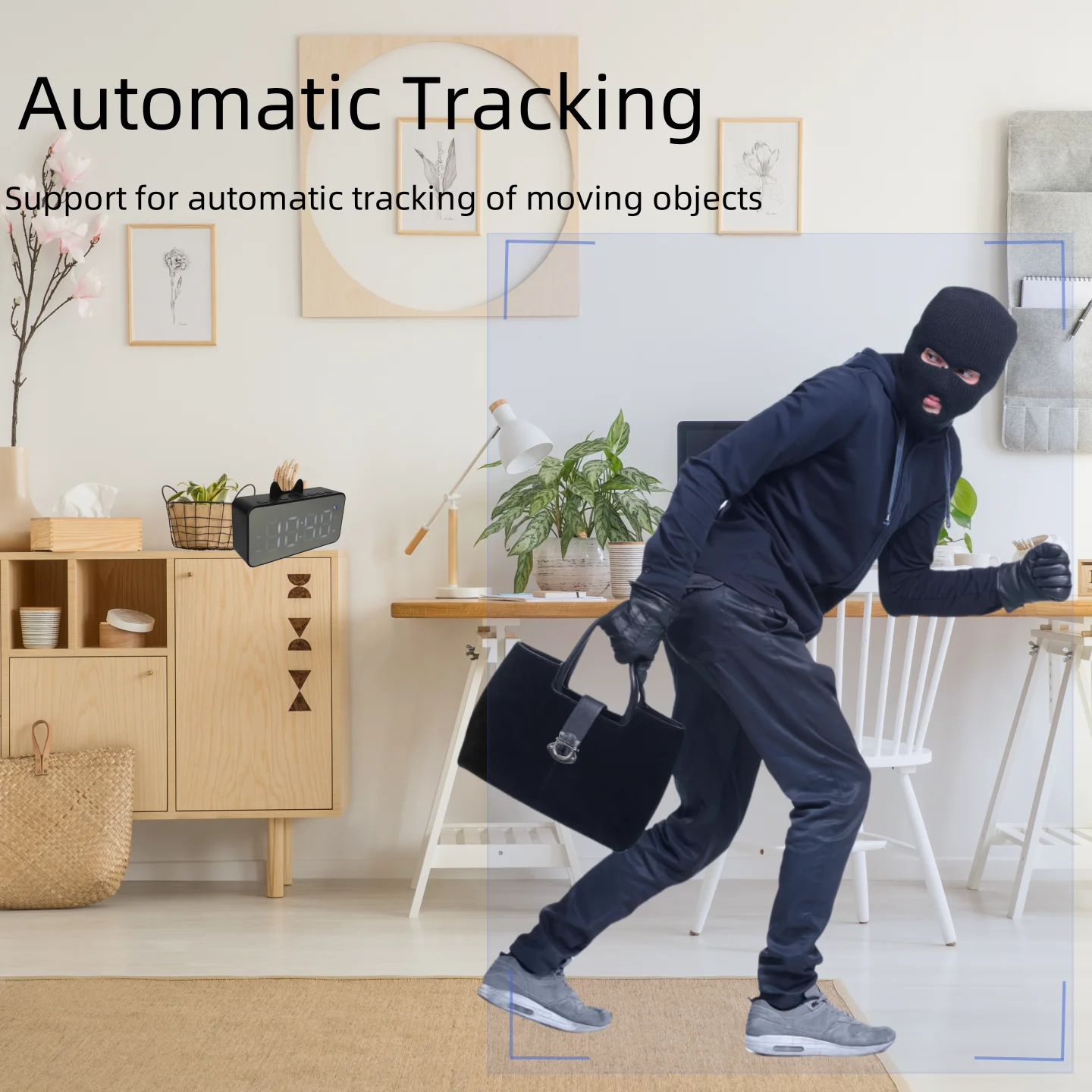 4K WiFi Alarm Clock Camera with Motion Detection, Bluetooth Speaker, Remote Viewing, Recording, App, Nanny Cam for Home Security