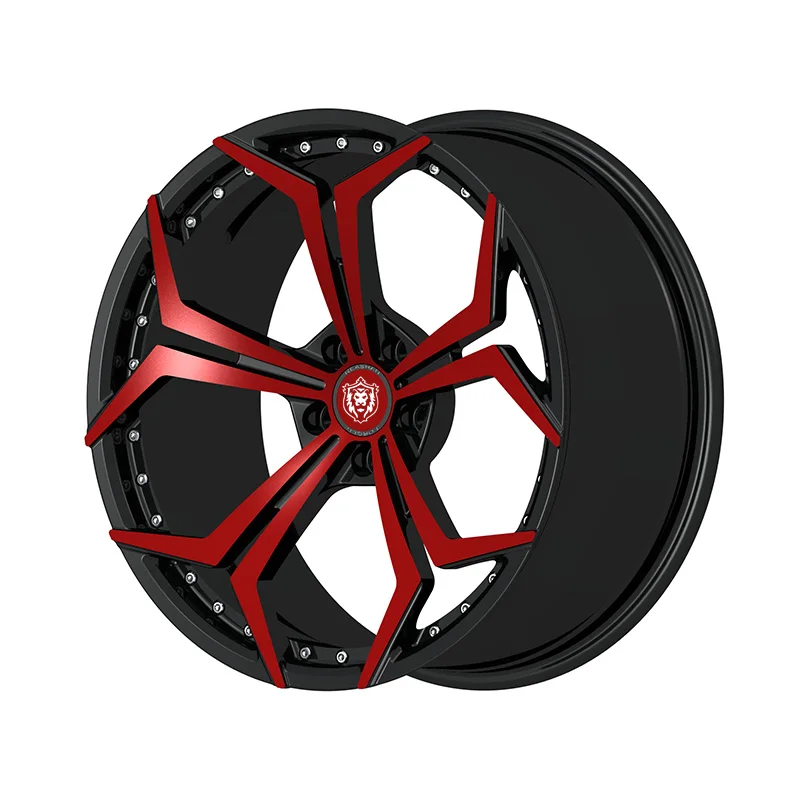 Custom Fully Sport Multispoke Design Luxury Design Decorative Nail Black Red Alloy Rims 18 Inch 5 Hole Custom Forged Aluminum