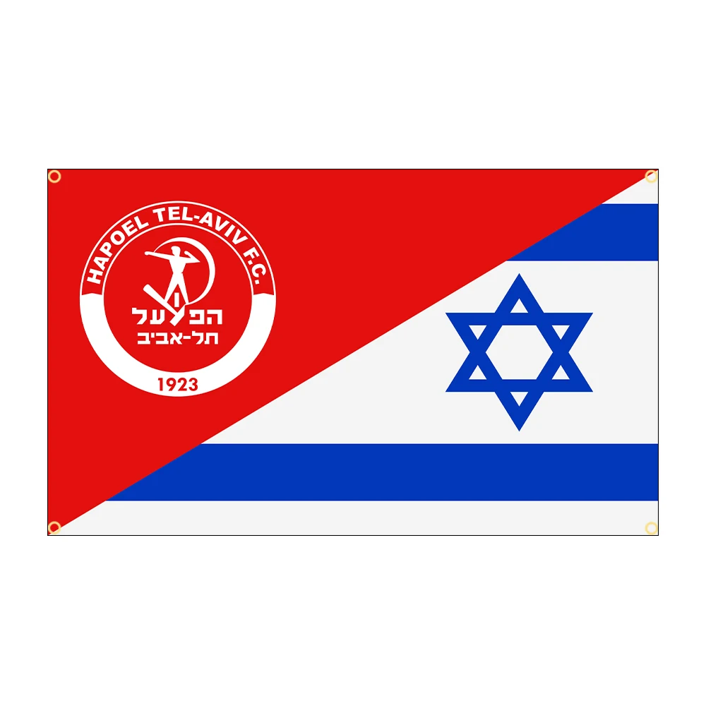 JimonFlag 90X150CM 3X5FT Israël Hapoel Tel Aviv Stad Voetbal Concurrentie Vlag Polyester Gedrukt Banner voor Decor