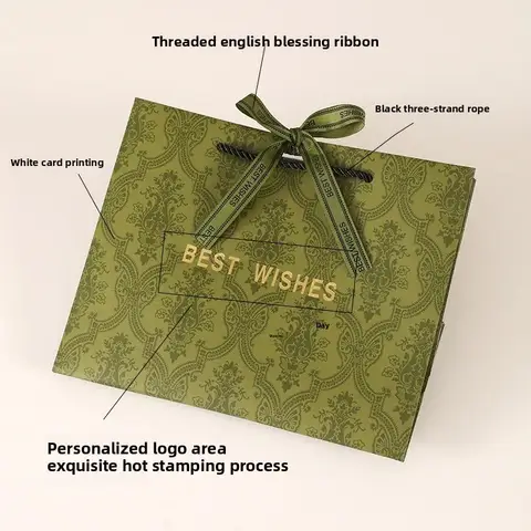 Large Size Clothing Shopping Bag Packaging Handbag Gift Bag Kraft Paper Bag Green Gucci Accompanying Souvenir Bag AE Stock