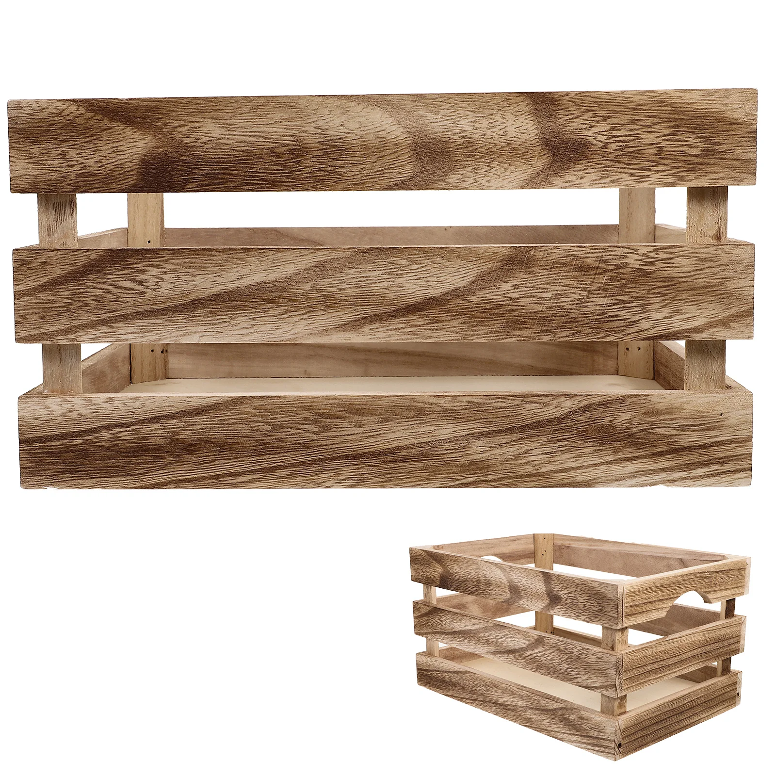 

Wooden Organizer Storage Box Large Capacity Solid Wood Crate Basket Rustic Box For Household Item Dining Room Bathroom Hallway