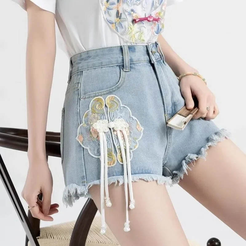 Denim Shorts for Women New In Wide Short Jean Pants Woman Summer XL Aesthetic Outfits Flowy Low Price Comfy To Wear XXL Design