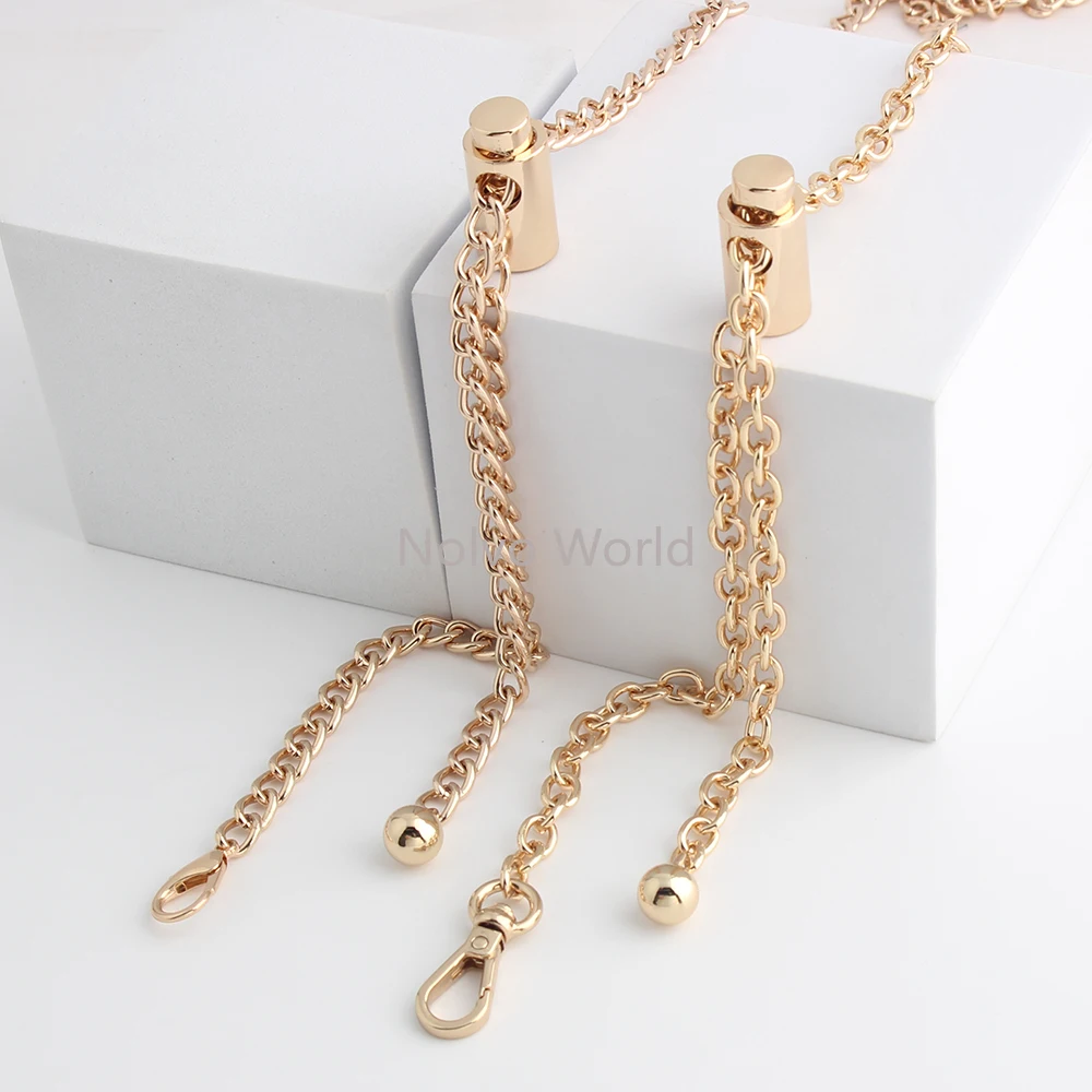2/5/10PCS 7mm Gold 120cm Metal Bag Chain Strap With Length Adjustable Ball For DIY Replacement Shoulder Straps Purse Accessories