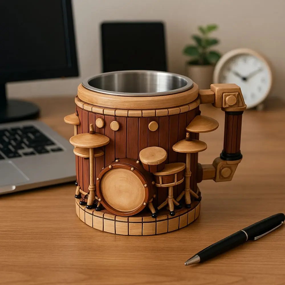 

Музыкальный инструмент из нержавеющей стали, кофейная кружка, украшение ручной работы, стиль гитары, чашка для воды, термостойкая, прочная