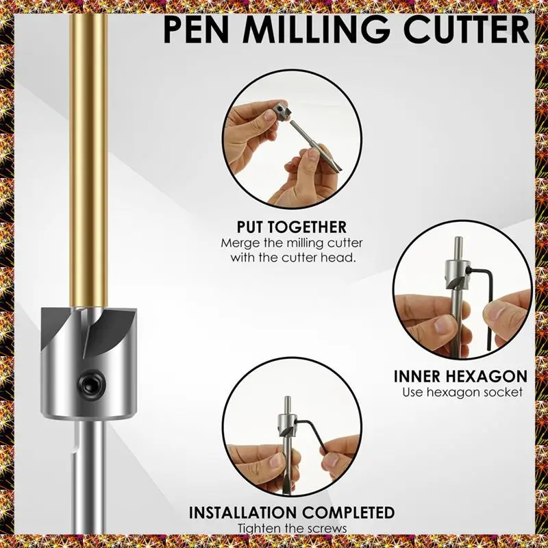 BTCL Wood Turning Tools Withsocket Adapter Pencil Barrel Trimming Kit, 6Mm 7Mm 8Mm 9Mm