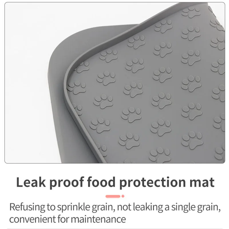 Pet Silicone Placemats in Beige/Khaki/Grey/Black Rectangular with Paw Prints Dog Feeding Placemats Square Pet Eating Mats view 3