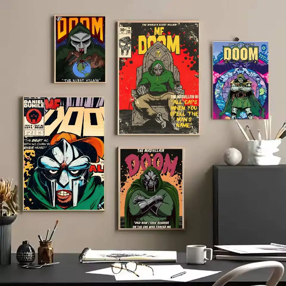 M-MF Doom Madlib ملصق فني ذاتي اللصق مقاوم للماء ورق ملصق مقهى بار غرفة النوم جدار ديكور