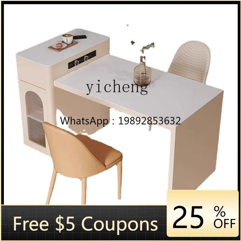 

ZZf Rock Plate Island Table Dining Table Integrated Retractable Household Small Apartment Dining Table and Chair Combination