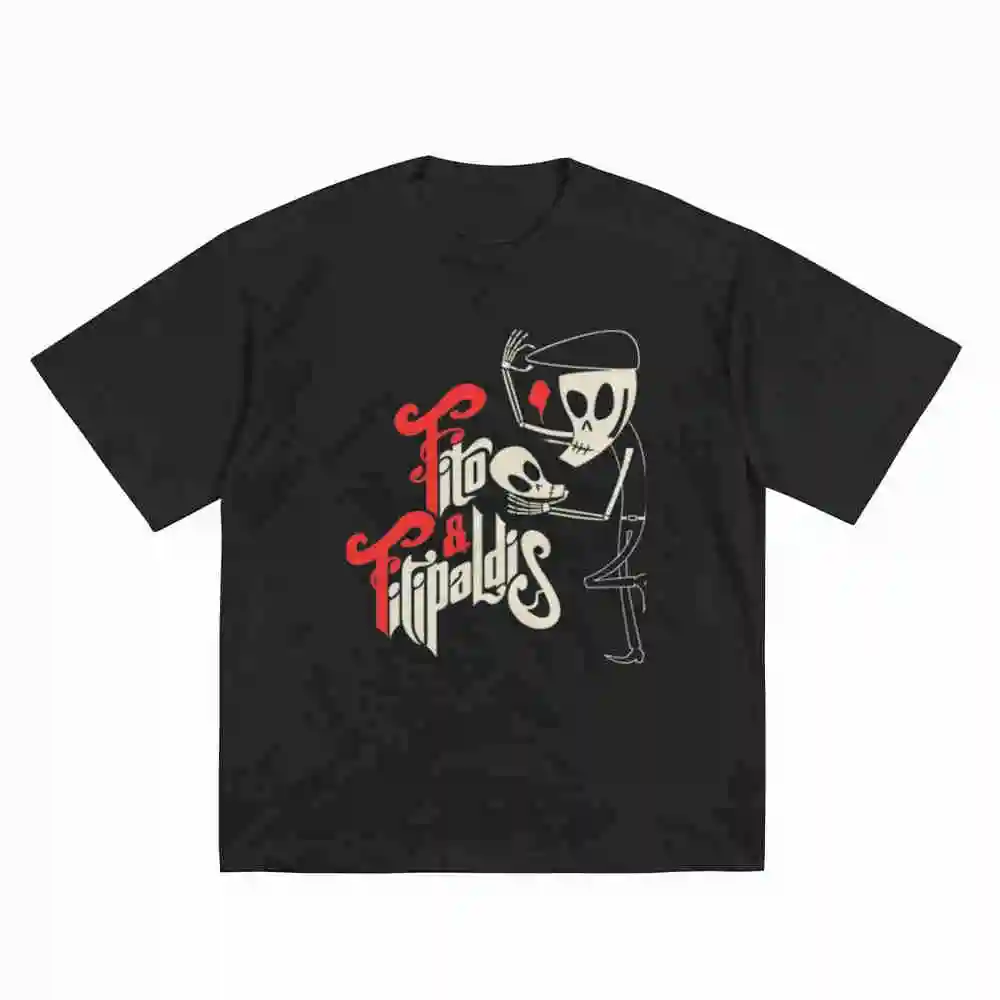 Fito Fitipaldis Skeleton Cartoon Short Sleeve Tee 100% Cotton T-Shirt