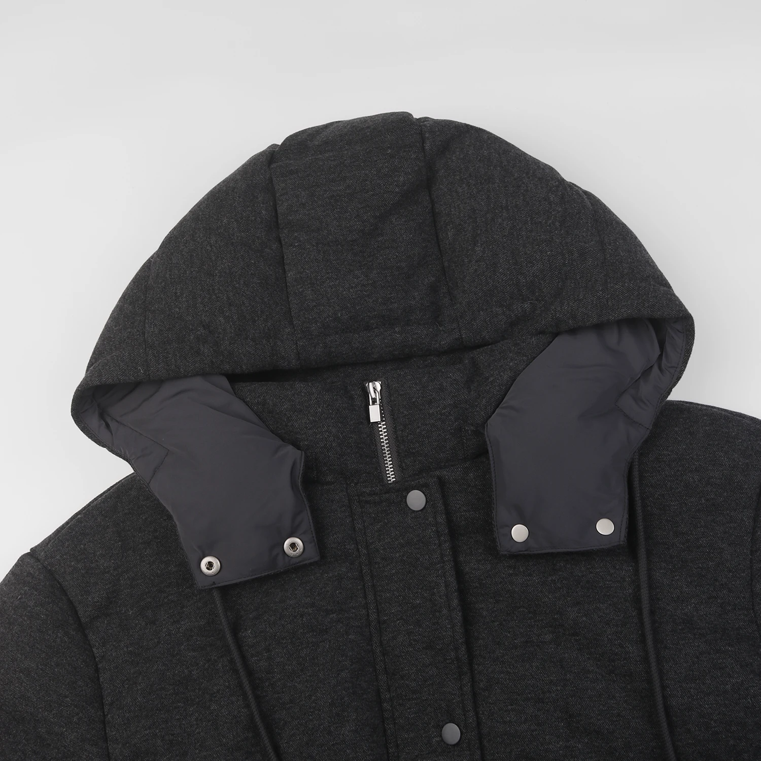 LP9078 wool goose down jacket 2024 winter double pocket detachable hooded mid length warm down jacket for women