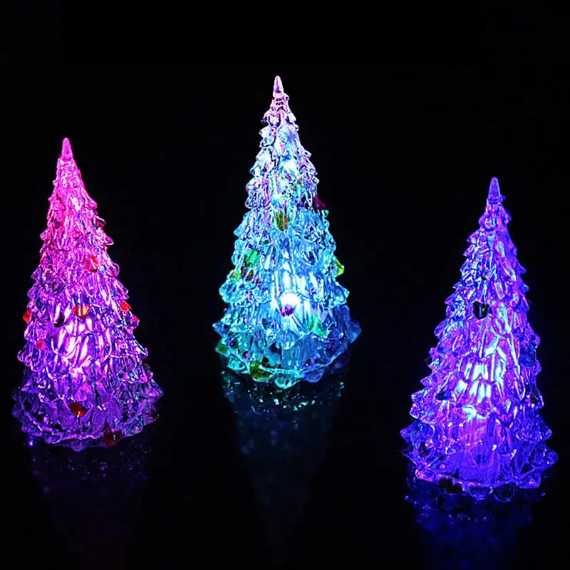 Vintage Crystal Christmas Trees Battery-Operated Multi-Color Desk Glowing Acrylic Lights For Christmas Parties Holiday Gifts 2 c