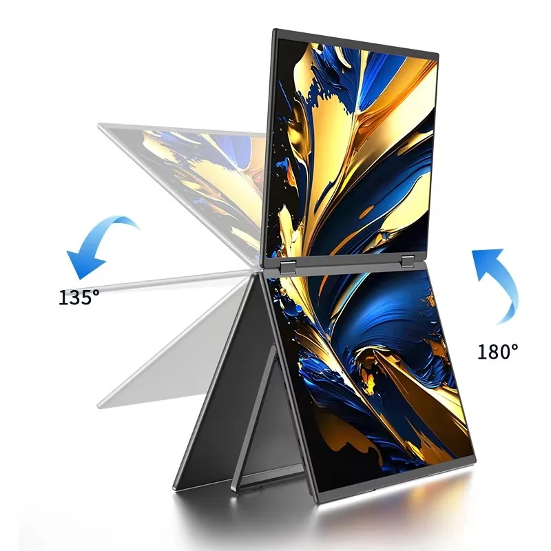 Dual 16 Inch QHD Gaming Stock Trading Laptop Screen Extender 2.5K LCD Display IPS Triple  Foldable Portable