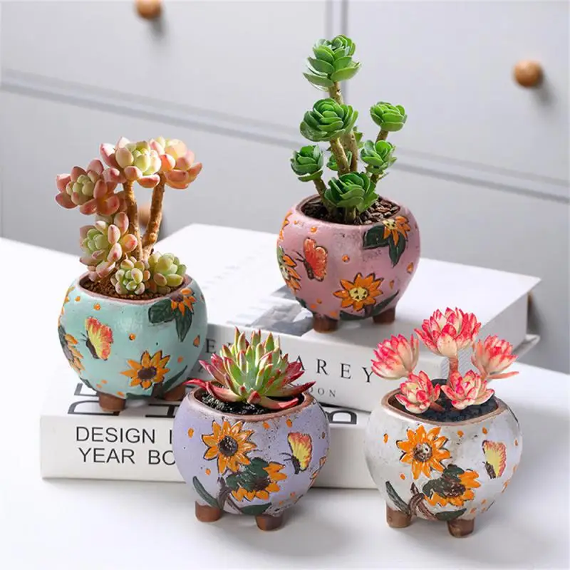 

Ceramic Flowerpot Creative Hand-painted Carving Ceramic Home Decoration Flowerpots Succulent Flower Pot