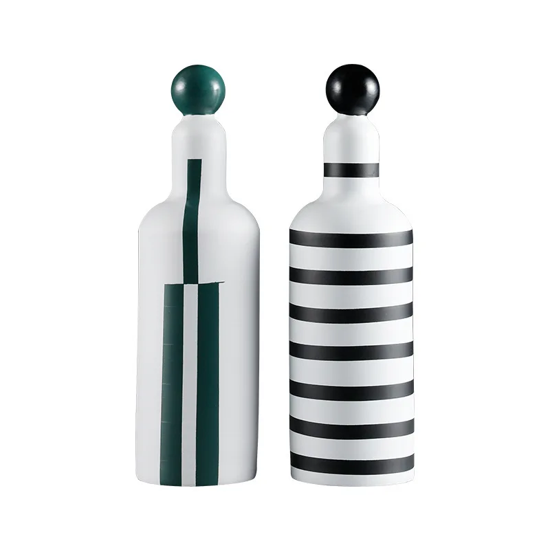 

Creative Striped Bottle Ornament, Resin Crafts Home Furnishing Soft Ornament Light Luxury Ornament Creative Home Furnishing