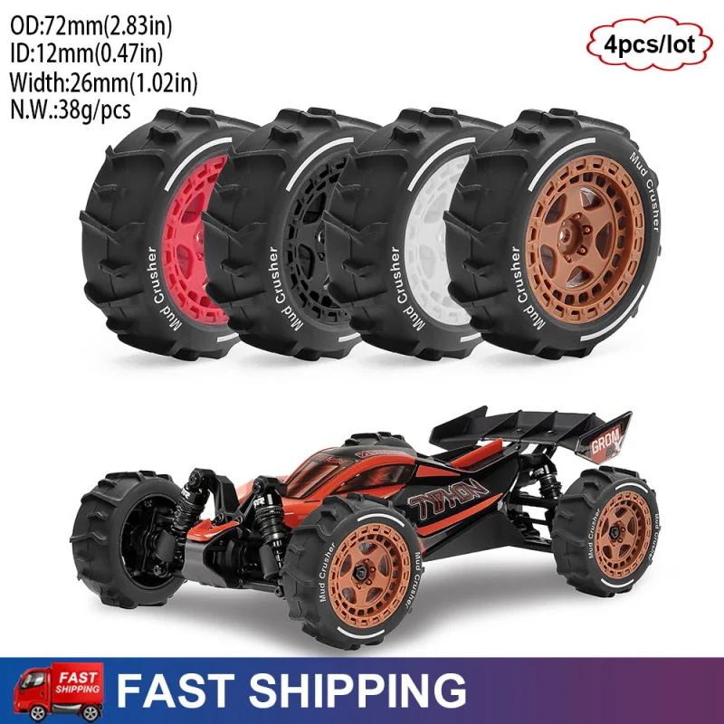 

4PCS Mud Crusher RC Sand Snow Tires Wheels for 1/14 ARRMA TYPHON SENTON VORTEKS GRANITE GROM RC Car Upgrade Parts