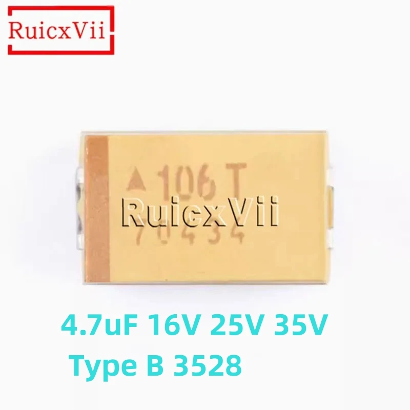 

Танталовый конденсатор, 4,7 мкФ, 16 В, 25 в, 35 в, тип B, 3528 SMD, тайб475k016rnj, тайб475k035rnj, тайб475k025rnj 475C 475E, 475 в, новинка, 50 шт.