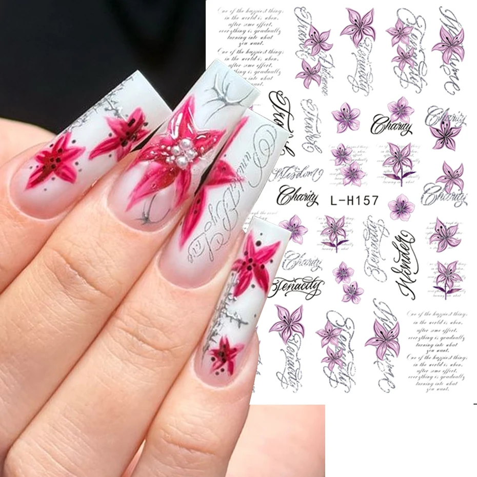 2/3 piezas calcomanías de uñas con letras en inglés estilo punk letras góticas artísticas charms de uñas Y2K metálicas retro decoración de uñas 3