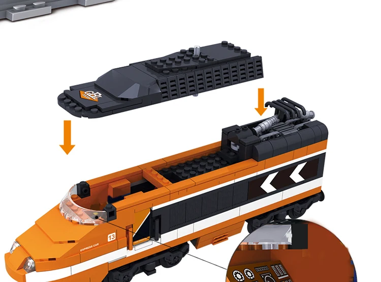 Technische City Power Train High-Tech-Eisenbahnstrecken-Bausteine, U-Bahn-Fahrzeug, Bausteine ​​zum Zusammenbauen, Spielzeug, Geschenke für Teenager und Erwachsene – Detail 9